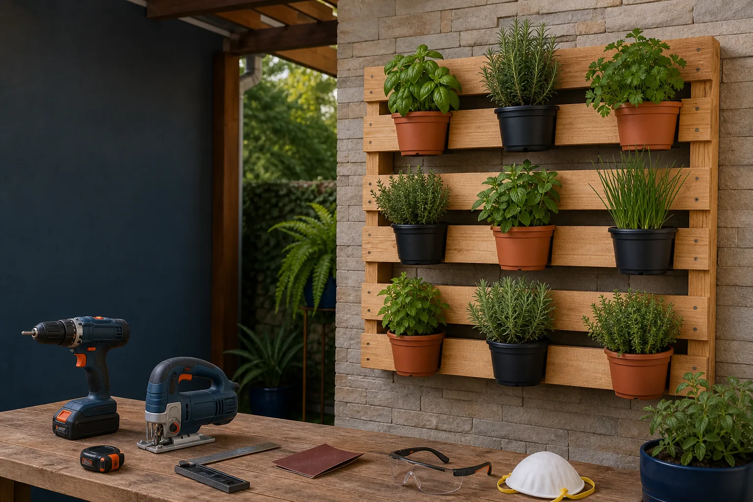 Como fazer uma horta vertical com palete e vasos removíveis