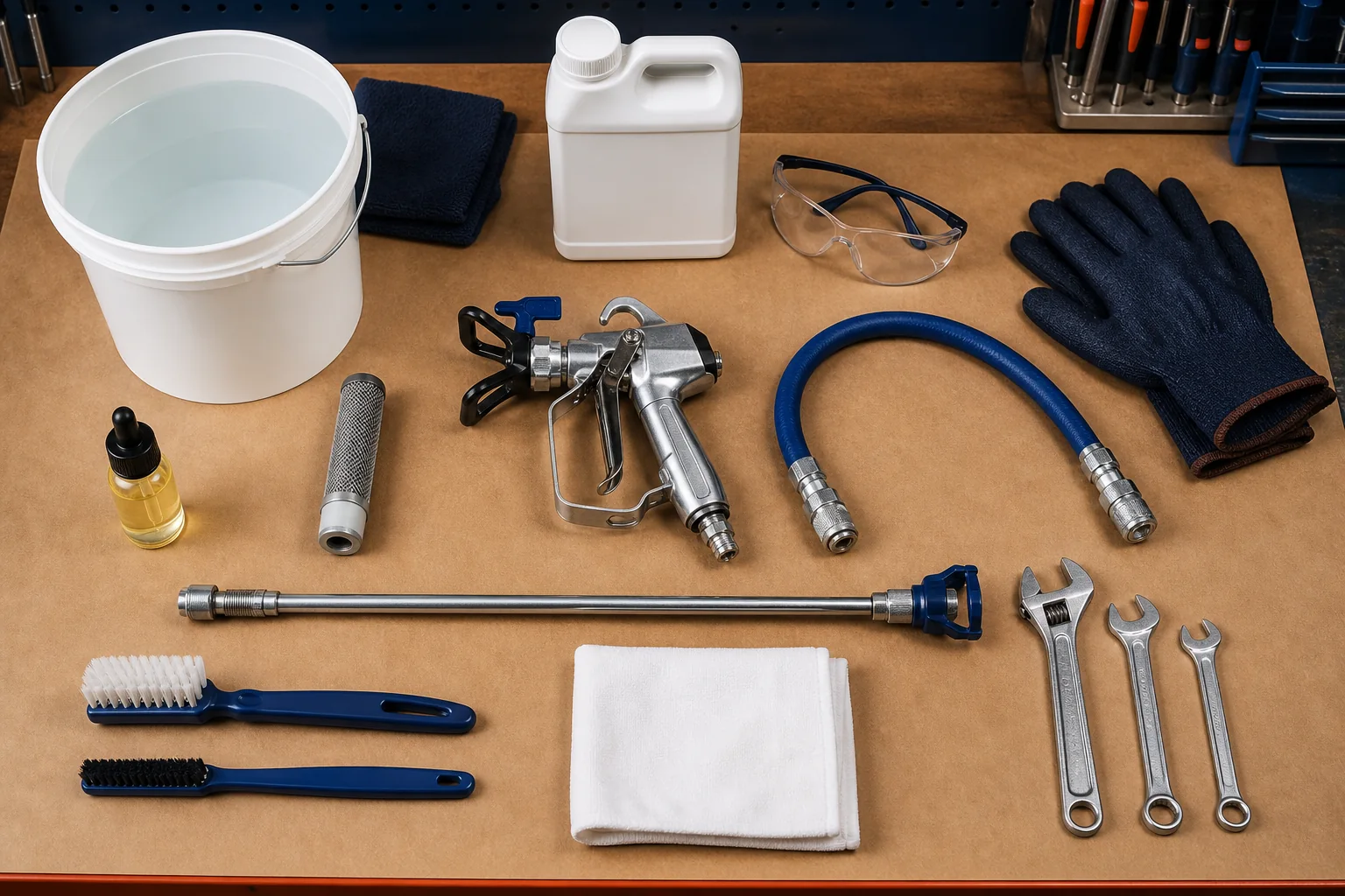 Kit editorial de limpeza e manutenção para máquina de pintura airless