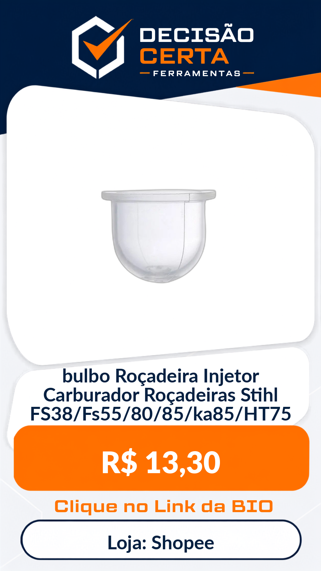bulbo Roçadeira  Injetor Carburador Roçadeiras  Stihl FS38/Fs55/80/85/ka85/HT75