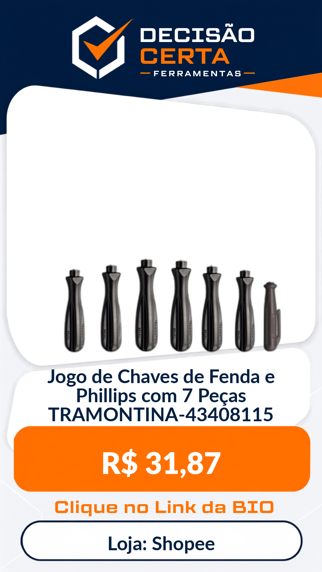 Jogo de Chaves de Fenda e Phillips com 7 Peças TRAMONTINA-43408115