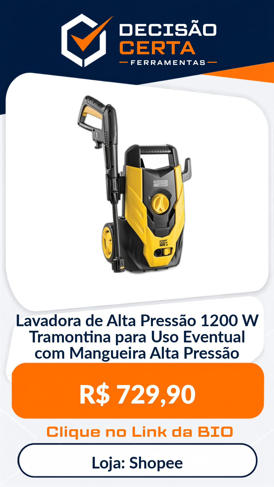 Lavadora de Alta Pressão 1200 W Tramontina para Uso Eventual com Mangueira Al...