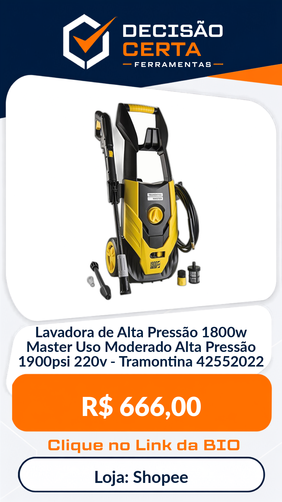 Lavadora de Alta Pressão 1800w Master Uso Moderado Alta Pressão 1900psi 220v ...