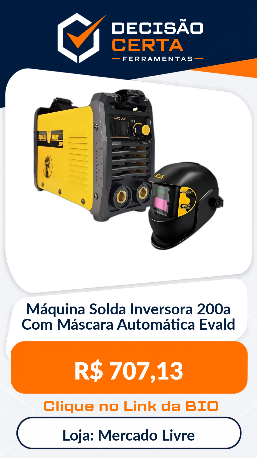 Máquina Solda Inversora 200a Com Máscara Automática Evald
