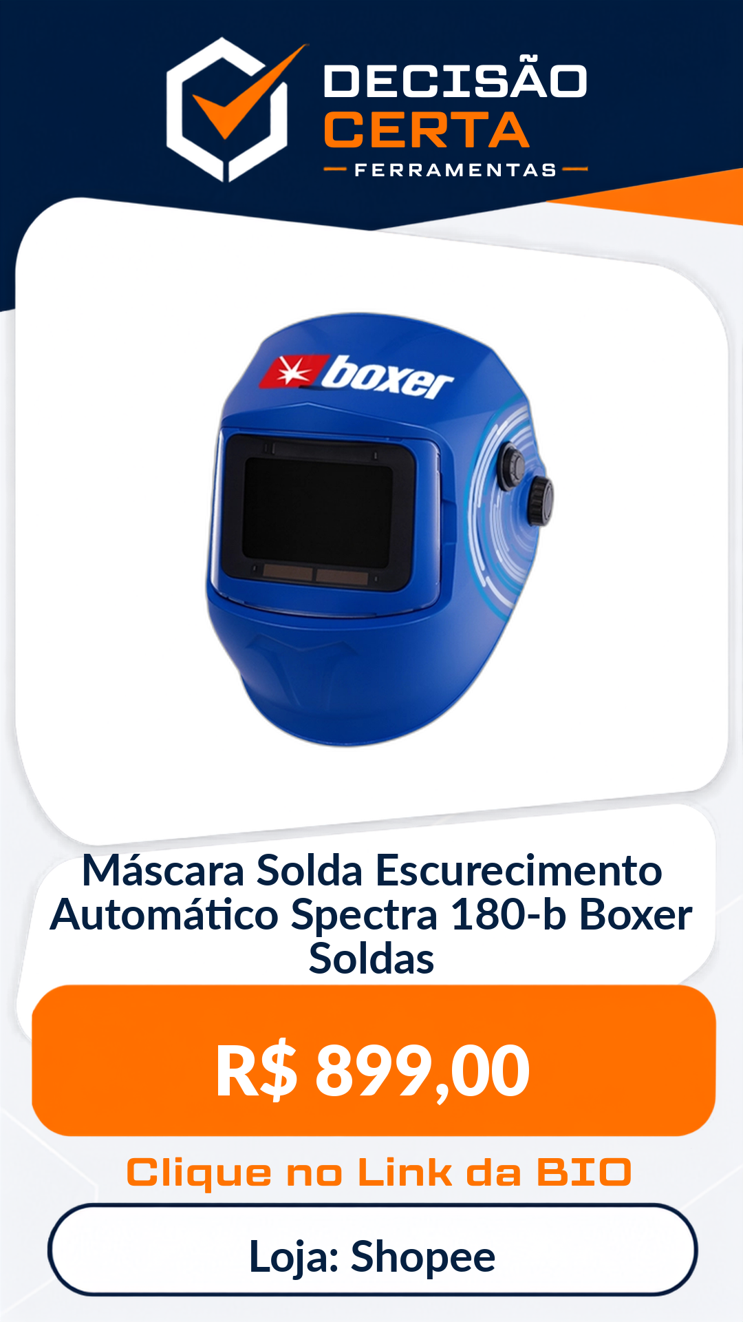 Máscara Solda Escurecimento Automático Spectra 180-b Boxer Soldas