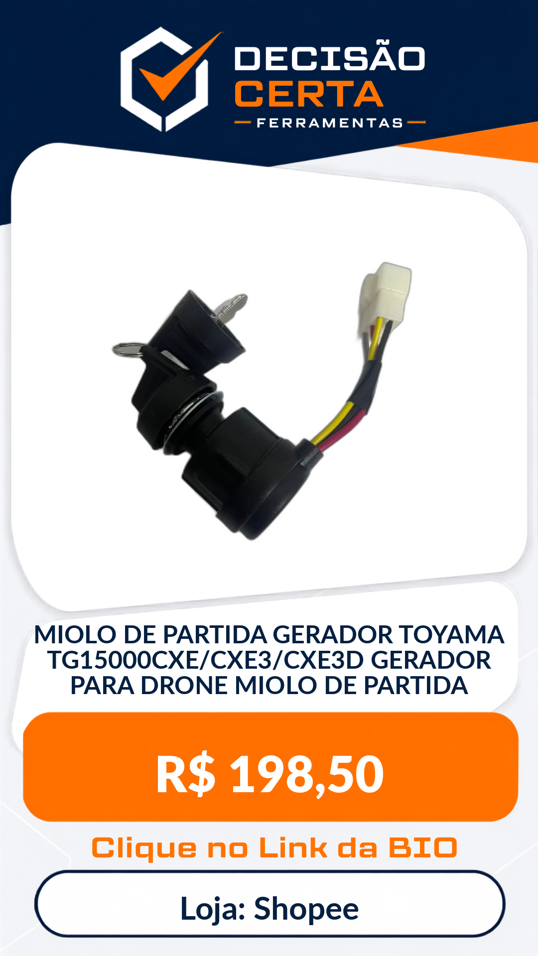 MIOLO DE PARTIDA GERADOR TOYAMA TG15000CXE/CXE3/CXE3D GERADOR PARA DRONE MIOL...