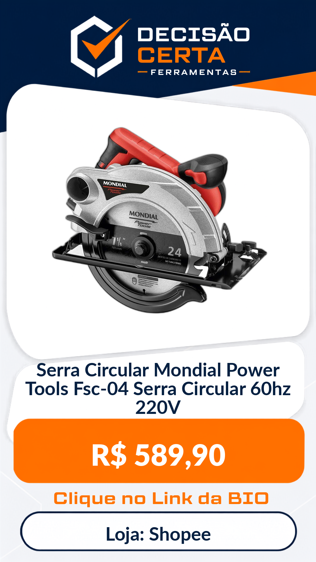 Serra Circular Mondial Power Tools Fsc-04 Serra Circular 60hz 220V