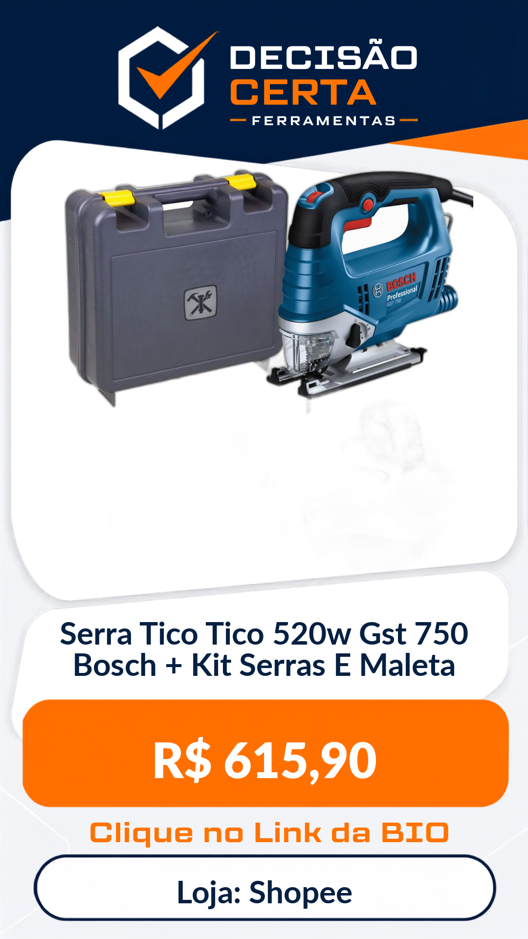 Serra Tico Tico 520w Gst 750 Bosch + Kit Serras E Maleta