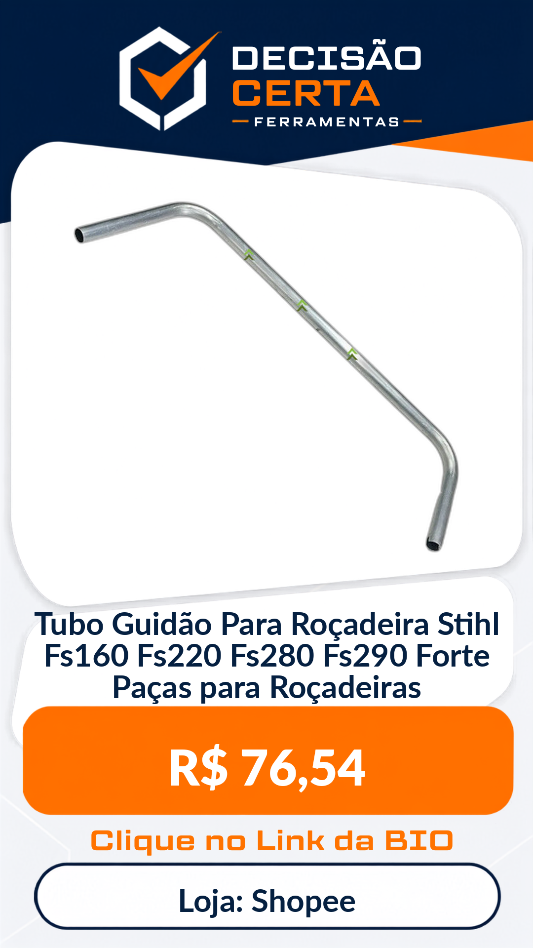 Tubo Guidão Para Roçadeira Stihl Fs160 Fs220 Fs280 Fs290 Peças para Roçadeira
